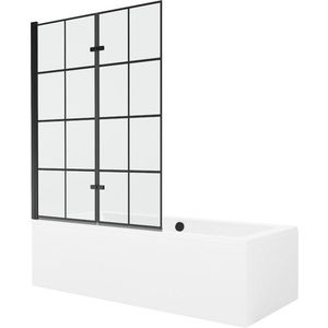 MEXEN/S - Cube obdĺžniková vaňa 180 x 80 cm s panelom + vaňová zástena 120 cm, čierna vzor 550518080X92120027077 vyobraziť