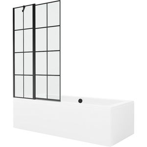 MEXEN/S - Cube obdĺžniková vaňa 180 x 80 cm s panelom + vaňová zástena 100 cm, čierna vzor 550518080X9410117077 vyobraziť