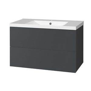 MEREO - Aira, kúpeľňová skrinka s umývadlom z liateho mramoru 101 cm, antracit CN752M vyobraziť