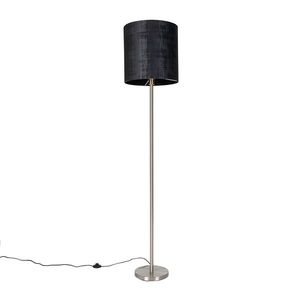 Moderná stojanová lampa oceľová čierna tkanina tienidlo 40 cm - Simplo vyobraziť