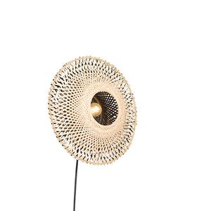 Orientálne nástenné ratanové svietidlo 35 cm so zástrčkou - Rina vyobraziť