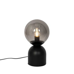 Hotelová elegantná stolná lampa čierna s dymovým sklom - Pallon Trend vyobraziť