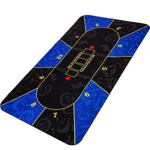Skladacia pokerová podložka, modrá/čierna, 200 x 90 cm vyobraziť