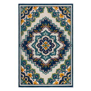 Modrý vonkajší koberec 200x290 cm Beach Floral – Flair Rugs vyobraziť