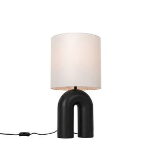 Dizajnová stolná lampa čierna s bielym ľanovým tienidlom - Lotti vyobraziť