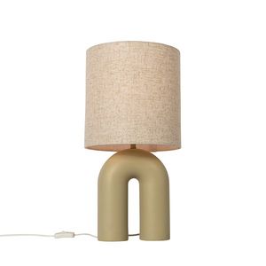 Dizajnová stolná lampa béžová s béžovým ľanovým tienidlom - Lotti vyobraziť