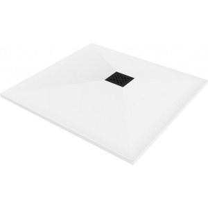 MEXEN/S - Stone+ štvorcová sprchová vanička 100 x 100, biela, mriežka čierna 44101010-B vyobraziť