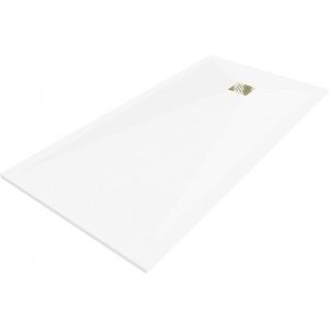 MEXEN/S - Stone+ štvorcová sprchová vanička 160 x 100, biela, mriežka zlatá 44101016-G vyobraziť