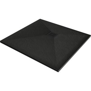 MEXEN/S - Stone+ štvorcová sprchová vanička 100 x 100, čierna, mriežka čierna 44701010-B vyobraziť