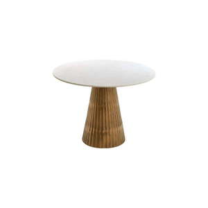 Okrúhly jedálenský stôl v bielej a bronzovej farbe s doskou v dekore mramoru ø 100 cm Leyda – Light & Living vyobraziť