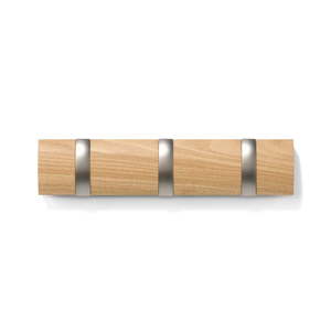 Nástenný vešiak z topoľového dreva v prírodnej farbe Flip – Umbra vyobraziť