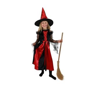 Rappa Detský kostým Čarodejnica s klobúkom čierno-červená, veľ. S vyobraziť