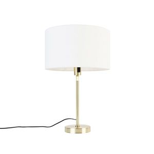 Stolná lampa zlatá nastaviteľná s tienidlom biela 35 cm - Parte vyobraziť