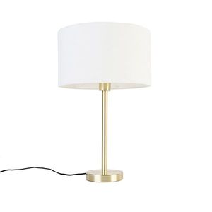 Klasická stolná lampa z mosadze s bielym tienidlom 35 cm - Simplo vyobraziť
