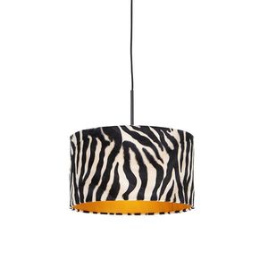 Moderná závesná lampa čierna s tienidlom zebra 35 cm - Combi vyobraziť