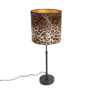 Stolová lampa čierny zamatový odtieň leopardie prevedenie 25 cm - Parte vyobraziť
