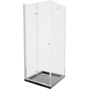 MEXEN/S - Lima sprchovací kút zalamovacie dvere 80 x 80, transparent, chróm + Flat čierna vanička so sifónom 856-080-080-01-00-4070 vyobraziť