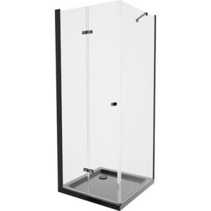 MEXEN/S - Lima sprchovací kút zalamovacie dvere 80 x 80, transparent, čierny + Flat čierna vanička so sifónom 856-080-080-70-00-4070B vyobraziť