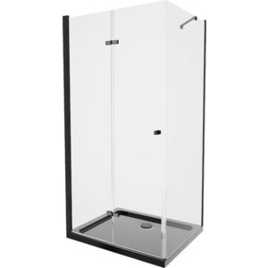 MEXEN/S - Lima sprchovací kút zalamovacie dvere 80 x 100, transparent, čierny + Flat čierna vanička so sifónom 856-080-100-70-00-4070B vyobraziť