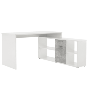 PC stôl, biela/betón, NOE NEW vyobraziť