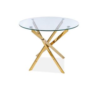 Okrúhly stôl sklo/zlatý vyobraziť