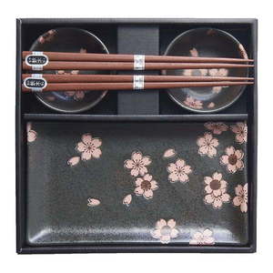 6-dielny set sivého keramického riadu na sushi MIJ Sakura vyobraziť
