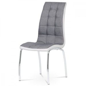 AUTRONIC DCL-420 GREY2 Jedálenská stolička, poťah sivá látka a biela ekokoža, kovová podnož, chróm vyobraziť