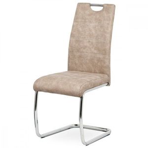 AUTRONIC HC-483 CRM3 Jedálenská stolička, poťah krémová látka COWBOY v dekore vintage kože, kovová chrómovaná perová podnož vyobraziť