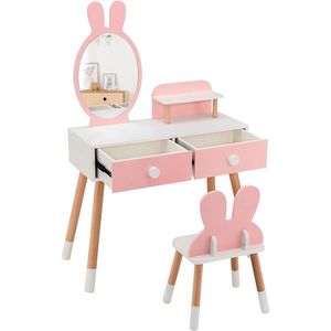 Zajačikovský detský toaletný stolík so zrkadlom a stoličkou vyobraziť