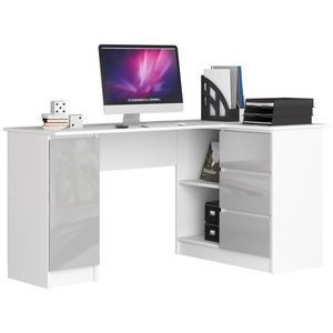 Rohový písací stôl B20 biely/sivý pravý vyobraziť