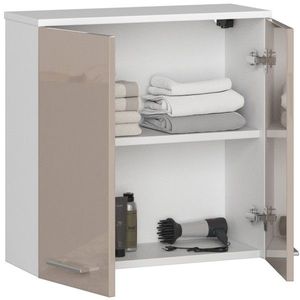 Závesná kúpeľňová skrinka Fin 60 cm biela/kapučínový lesk vyobraziť