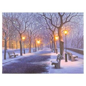 Nexos 86797 Nástenná maľba zimný večer, 4 LED, 30 x 40 cm vyobraziť
