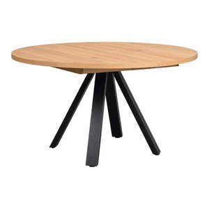 Okrúhly rozkladací jedálenský stôl v dekore duba v prírodnej farbe ø 135 cm Maddock – Rowico vyobraziť