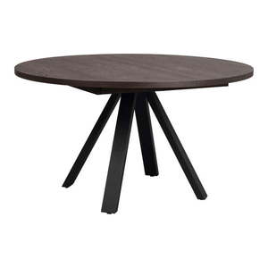 Tmavohnedý okrúhly rozkladací jedálenský stôl v dekore duba ø 135 cm Maddock – Rowico vyobraziť