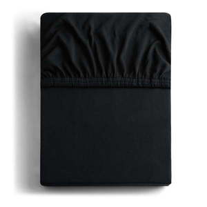 Čierna elastická bavlnená plachta DecoKing Amber Collection, 200/220 x 200 cm vyobraziť