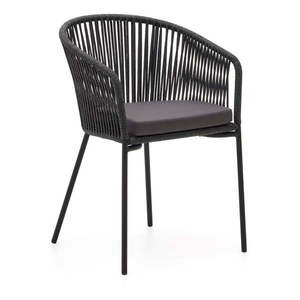 Čierna záhradná stolička s oceľovou konštrukciou Kave Home Yanet vyobraziť