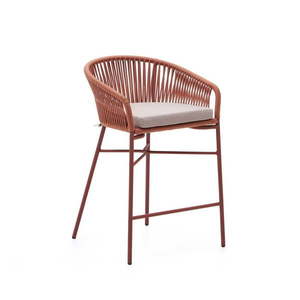 Záhradná barová stolička s výpletom vo farbe terakota Kave Home Yanet, výška 85 cm vyobraziť