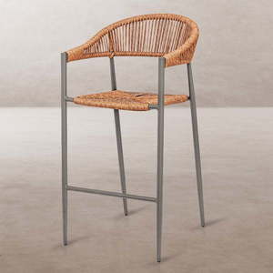 Sivá/hnedá kovová záhradná barová stolička Neska – LDK Garden vyobraziť