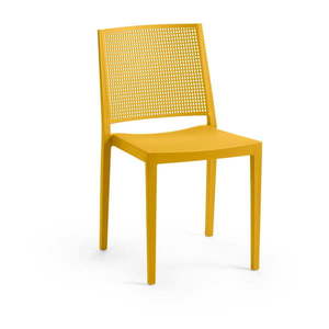 Žltá plastová záhradná stolička Grid – Rojaplast vyobraziť