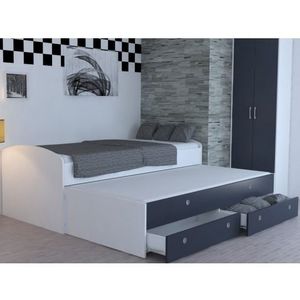 Rozkladacia posteľ Patrik Color 90x200 cm, biela/antracit% vyobraziť