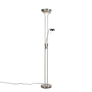 Podlahová lampa z ocele s lampou na čítanie vrátane LED a stmievača - Diva 2 vyobraziť