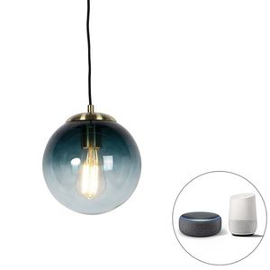Inteligentná závesná lampa z mosadze s oceánsky modrým sklom 20 cm vrátane WiFi ST64 - Pallon vyobraziť