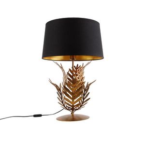 Stolová lampa zlatá s čiernym bavlneným tienidlom 40 cm - Botanica vyobraziť