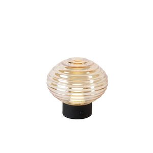 Tafellamp zwart met amber glas oplaadbaar - Lexie vyobraziť