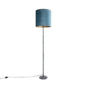 Stojaca lampa starožitný šedý velúrový odtieň modrá 40 cm - Simplo vyobraziť