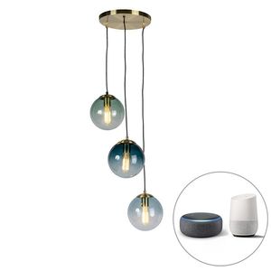 Inteligentná mosadzná lampa vrátane 3 WiFi ST64 s modrým sklom - Pallon vyobraziť