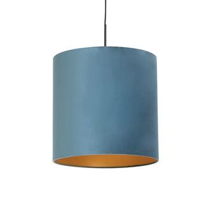 Závesná lampa s velúrovým odtieňom modrá so zlatou 40 cm - Combi vyobraziť