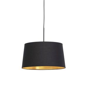 Závesná lampa s bavlneným tienidlom čierna so zlatou 40 cm - Combi vyobraziť