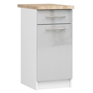 Kuchyňská skříňka Olivie S 40 cm 1D 1S bílá/metalický lesk/dub sonoma vyobraziť