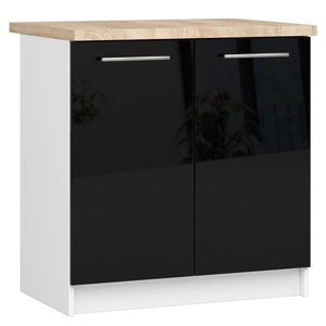 Kuchyňská skříňka Olivie S 80 cm 2D bílá/černý lesk/dub sonoma vyobraziť